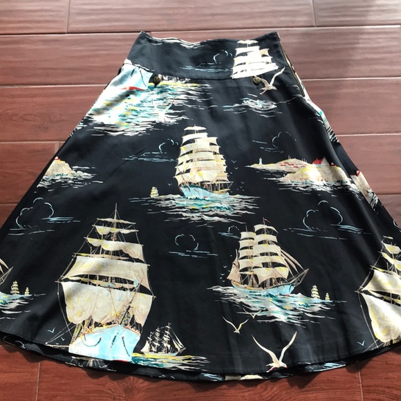 Anthro leifnotes Sail away nautical a line skirt 2 - Picture 5 of 12